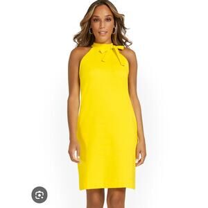 New York & Company Yellow Halterneck 100% Cotton Dress Size XL
